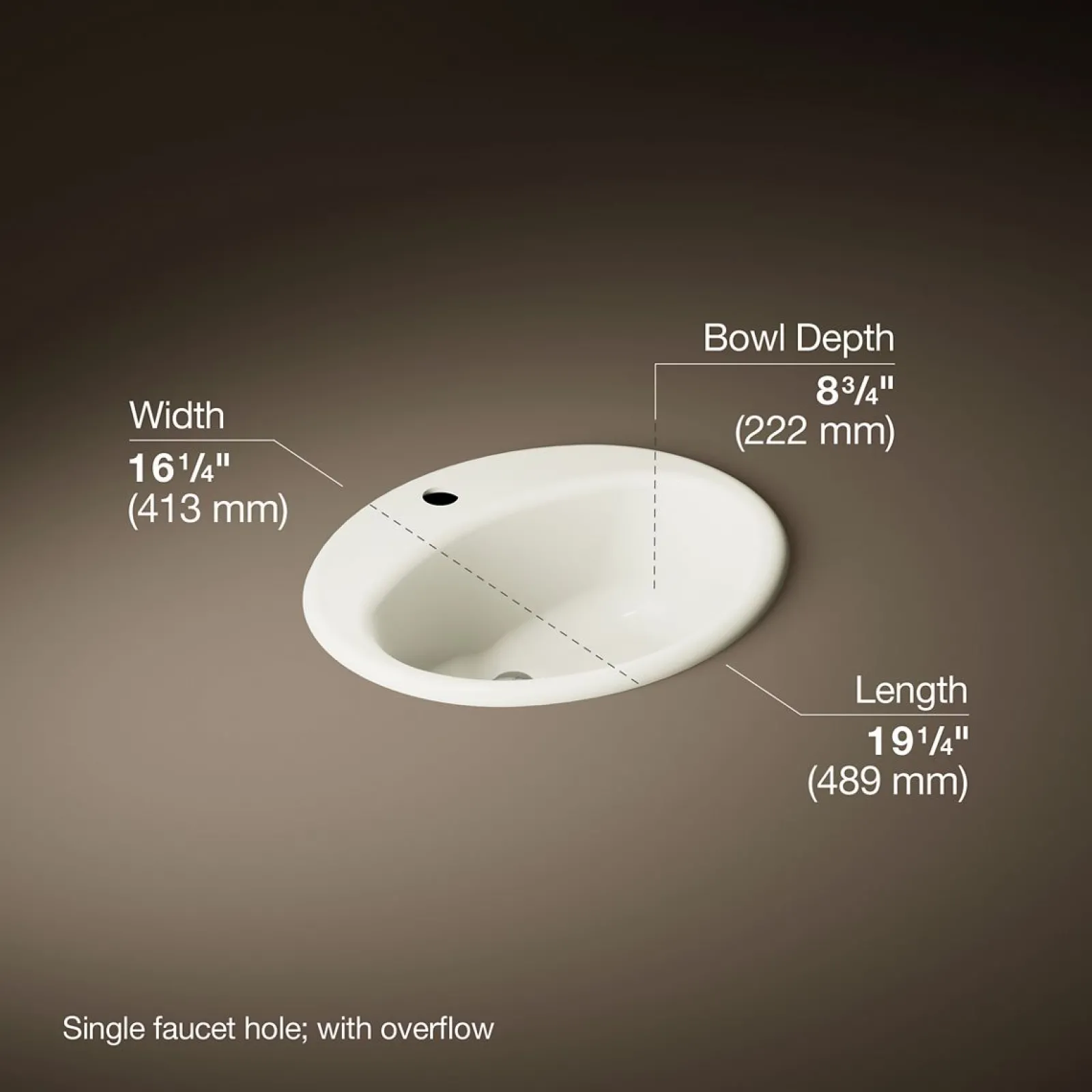 19-1/4" oval drop-in bathroom sink^Kohler Best