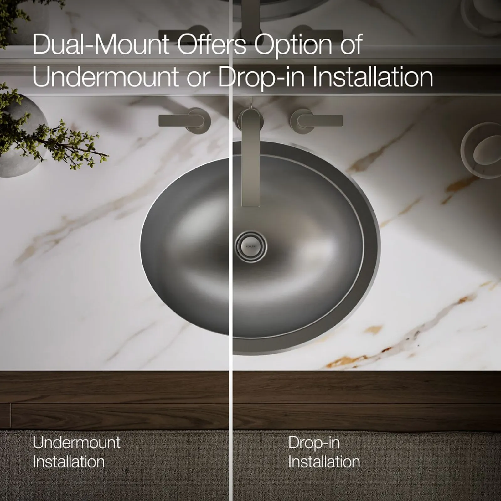 20" oval drop-in/undermount bathroom sink, no overflow^Kohler New