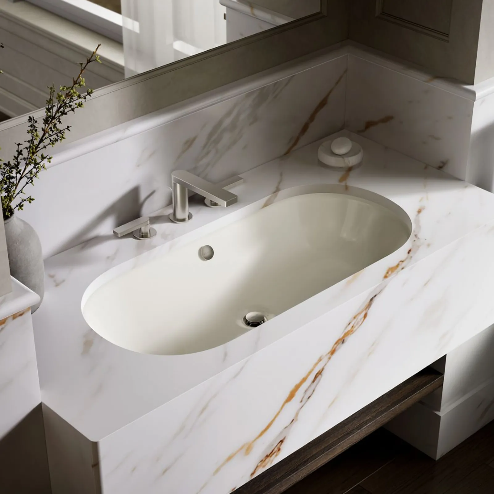 33" oval drop-in/undermount/vessel bathroom sink with painted underside^Kohler