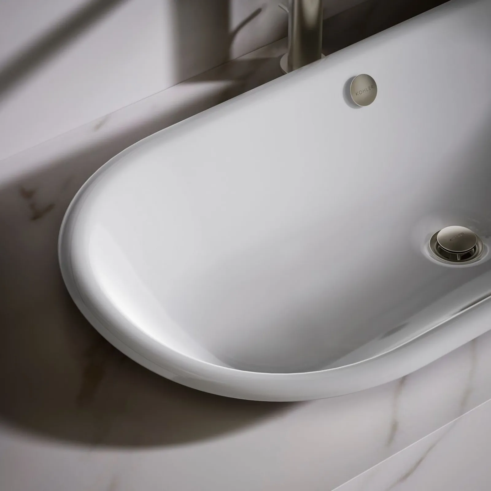 33" oval drop-in/undermount/vessel bathroom sink with Iron Black painted underside^Kohler Hot