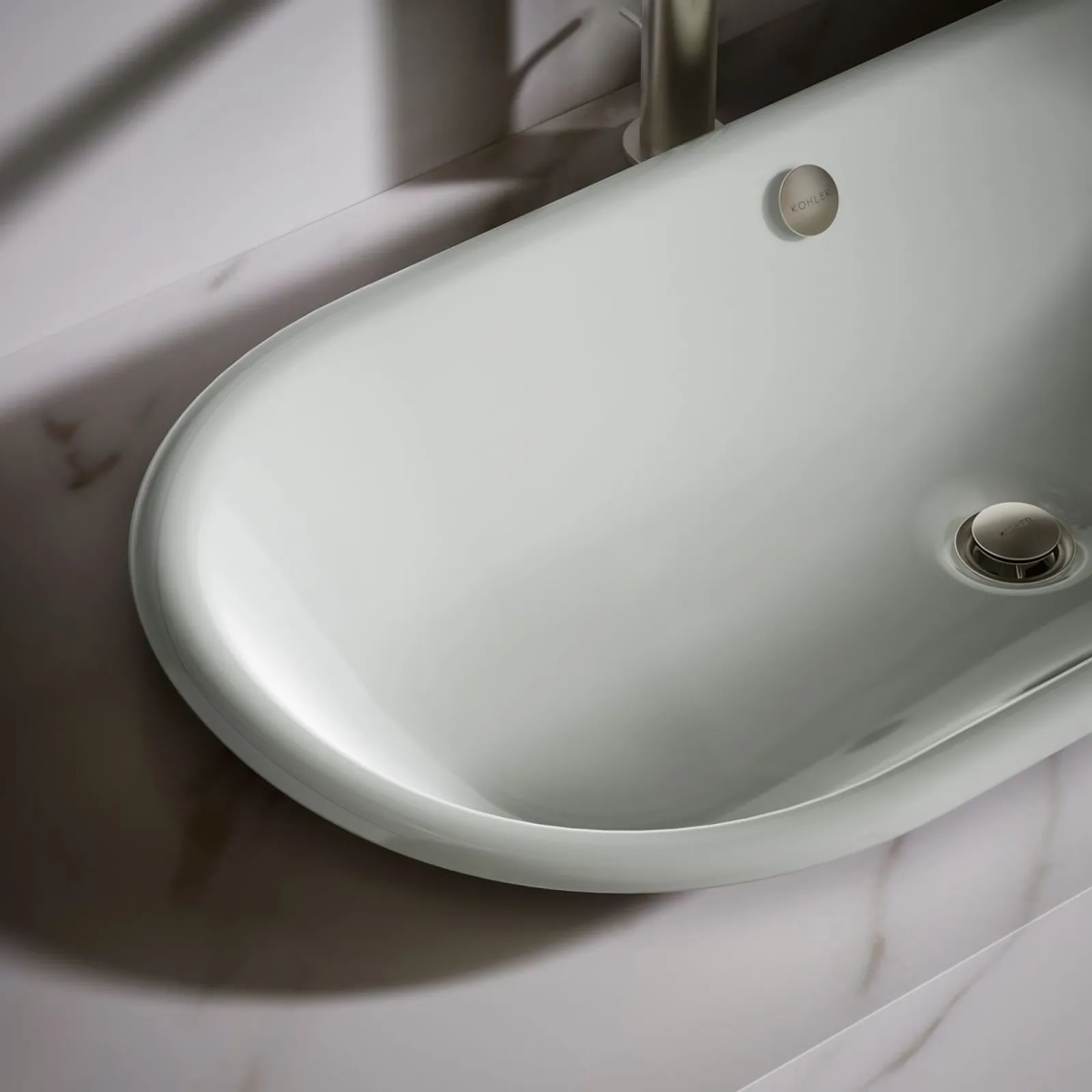 33" oval drop-in/undermount/vessel bathroom sink with Iron Black painted underside^Kohler Hot