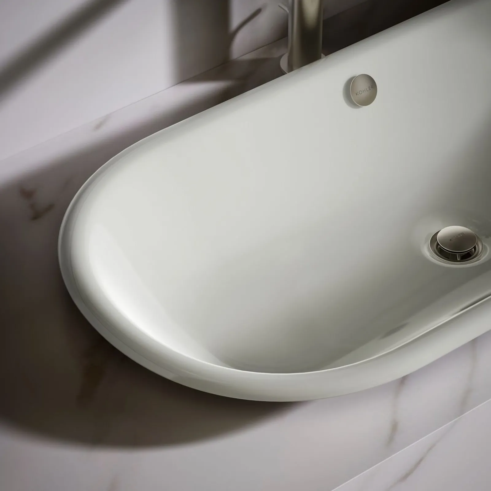 33" oval drop-in/undermount/vessel bathroom sink with Iron Black painted underside^Kohler Hot