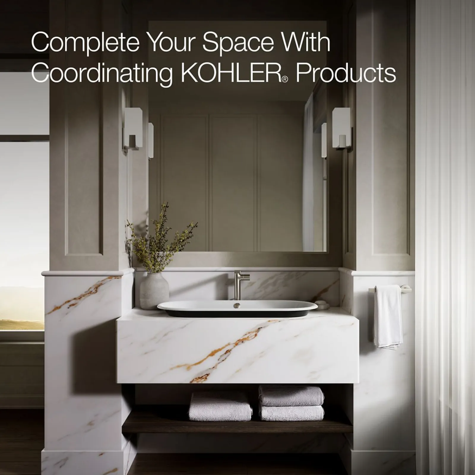 33" oval drop-in/undermount/vessel bathroom sink with Iron Black painted underside^Kohler Hot