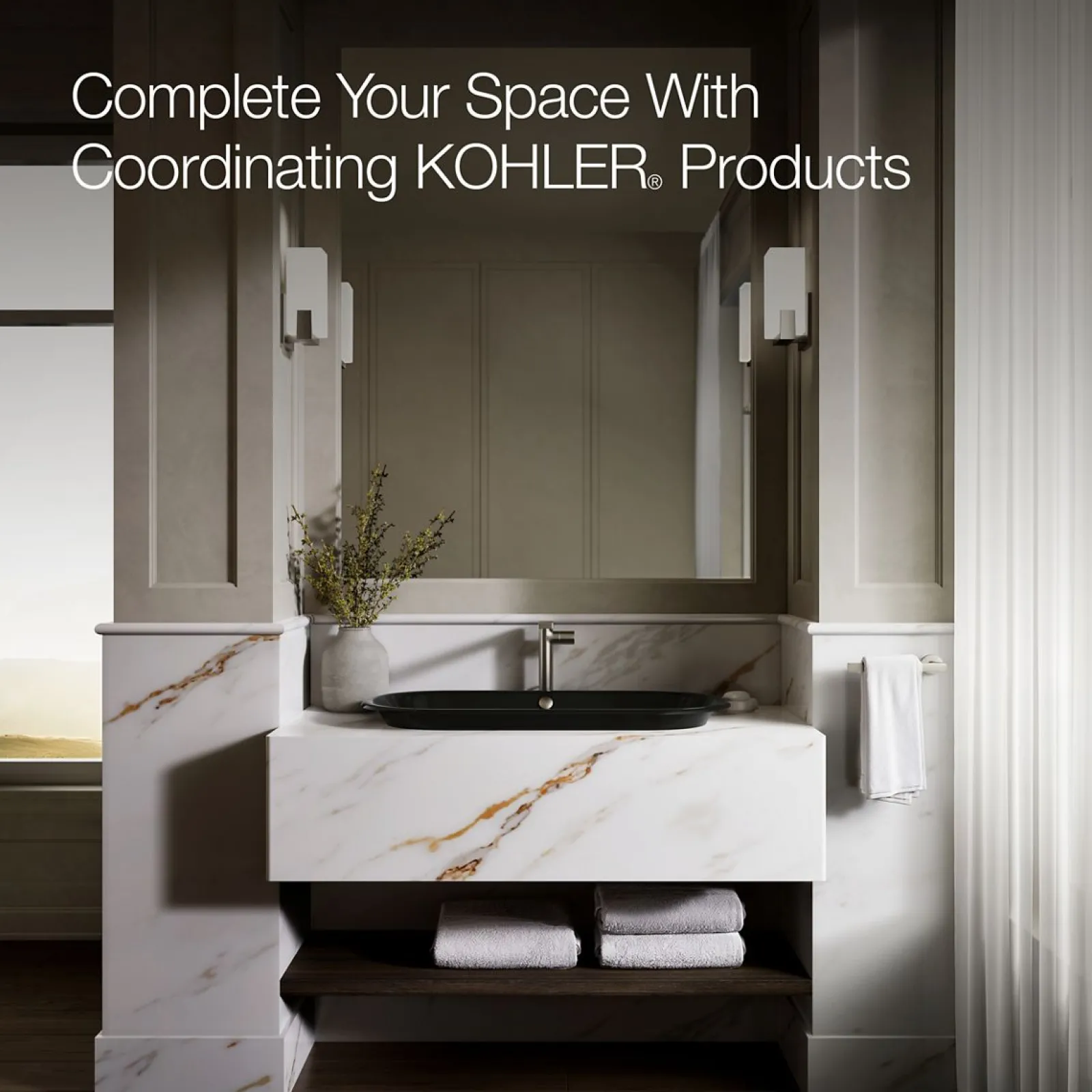 33" oval drop-in/undermount/vessel bathroom sink with Iron Black painted underside^Kohler Hot