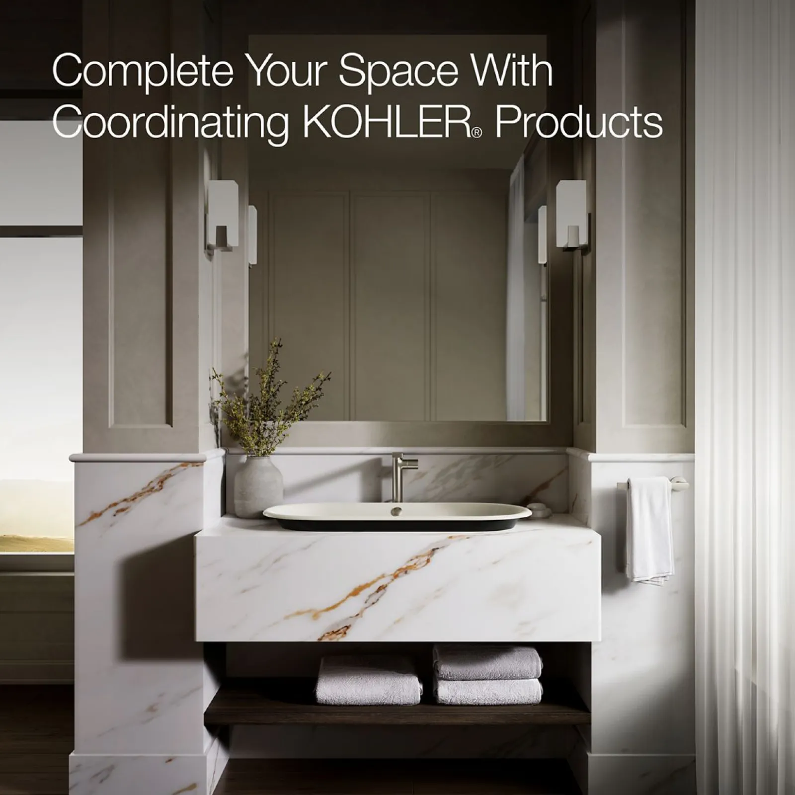 33" oval drop-in/undermount/vessel bathroom sink with Iron Black painted underside^Kohler Hot