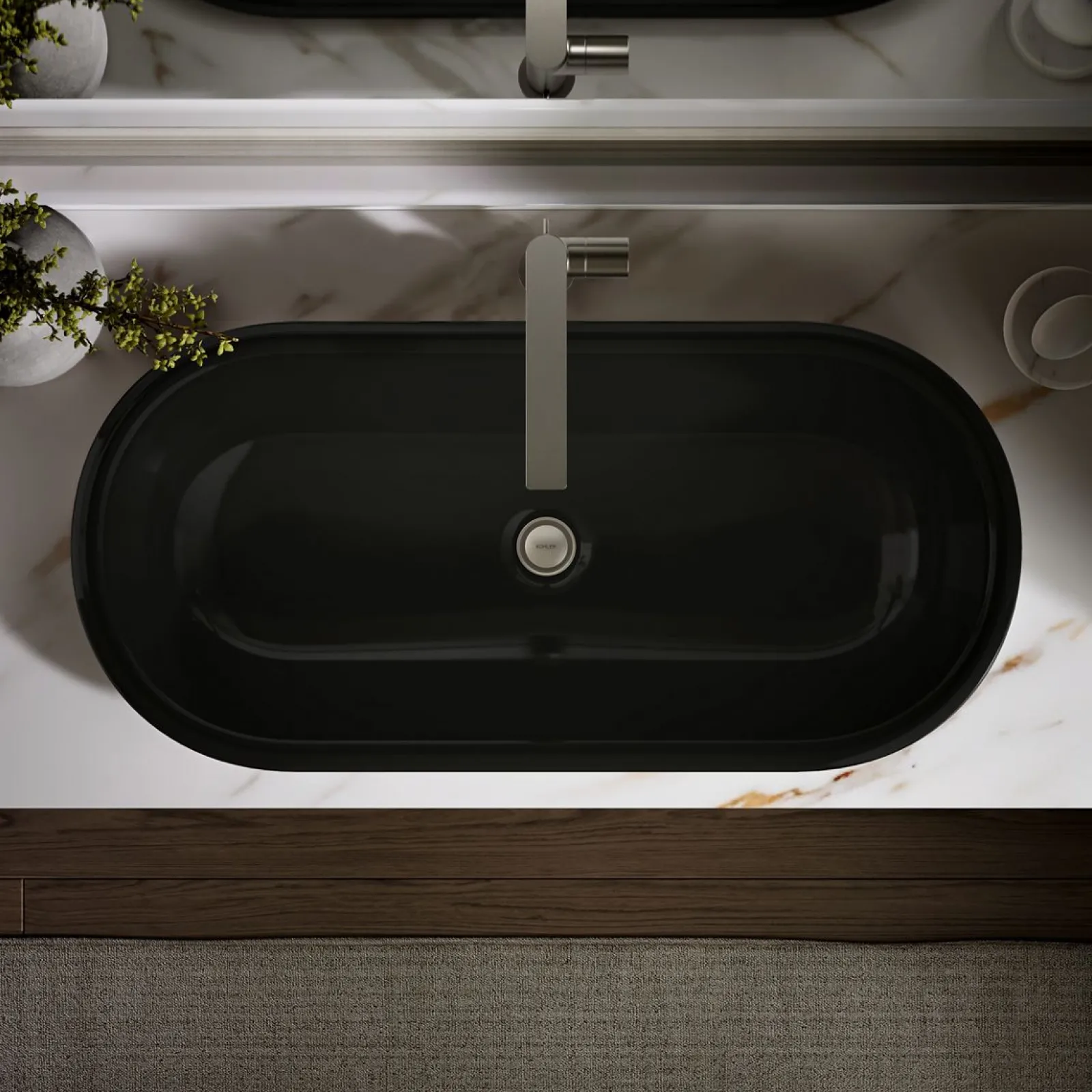 33" oval drop-in/undermount/vessel bathroom sink with Iron Black painted underside^Kohler Hot