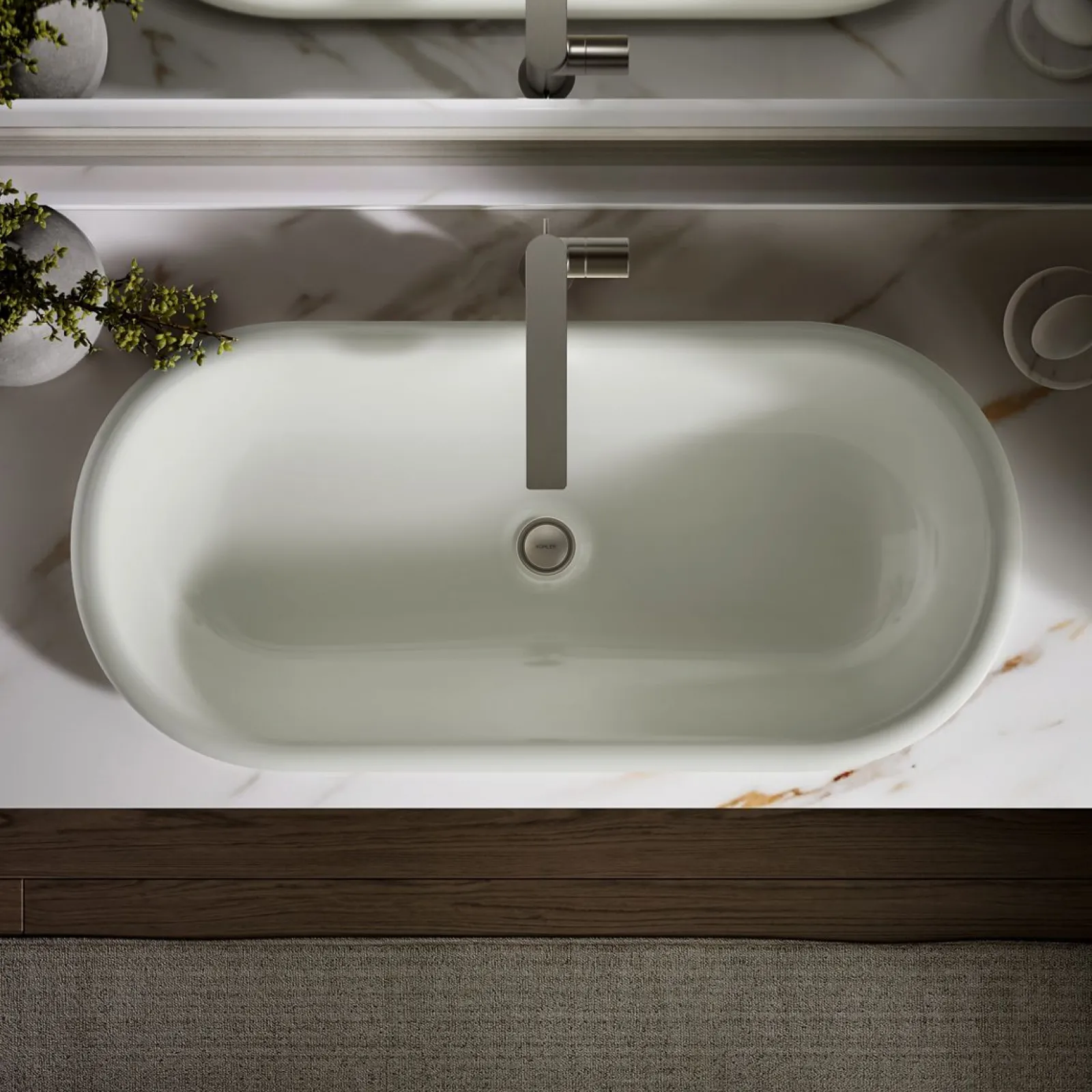 33" oval drop-in/undermount/vessel bathroom sink with Iron Black painted underside^Kohler Hot