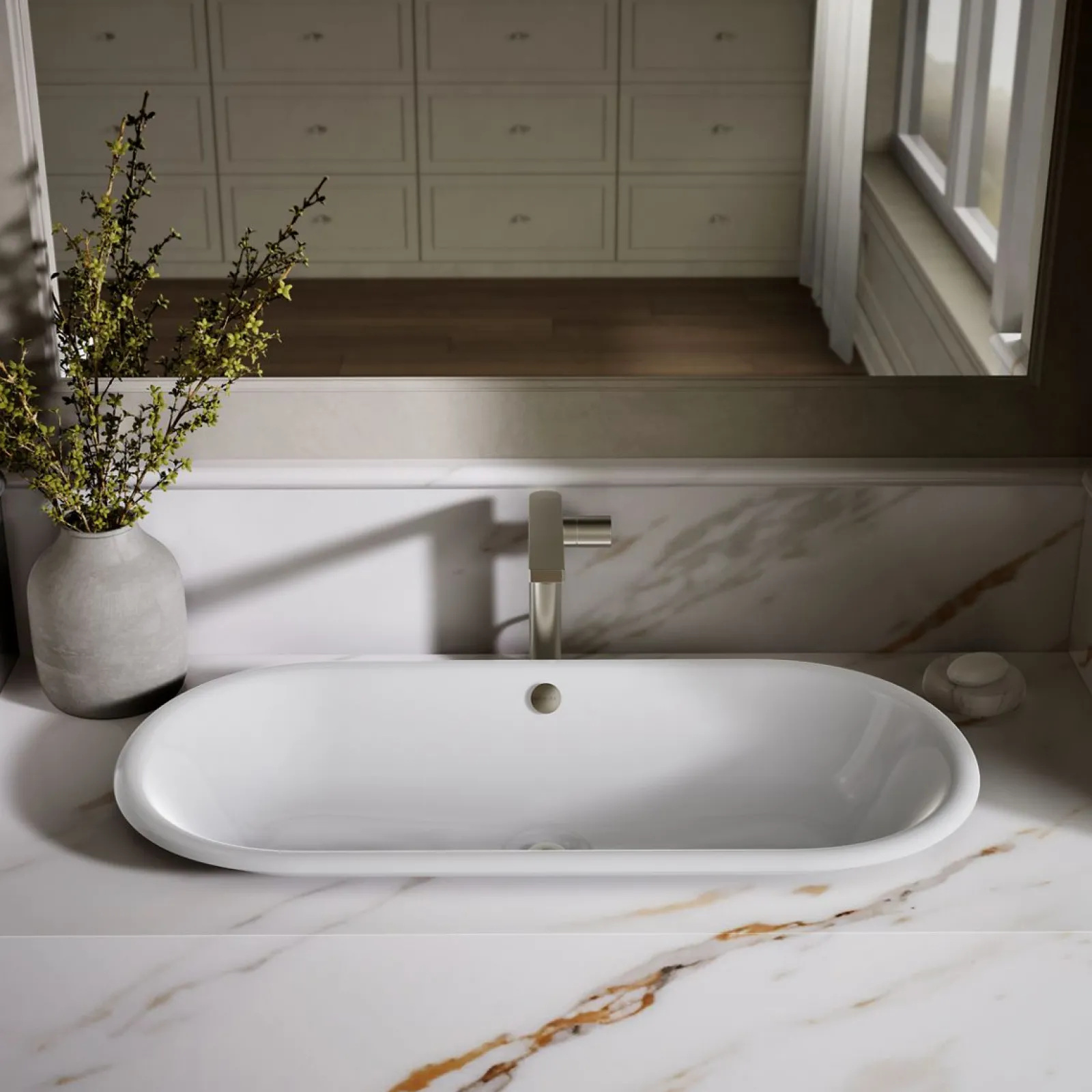 33" oval drop-in/undermount/vessel bathroom sink with painted underside^Kohler Outlet
