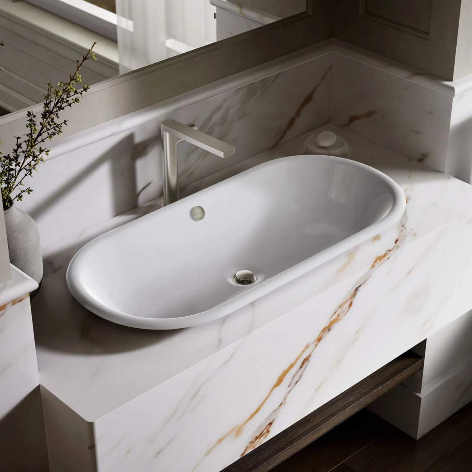 33" oval drop-in/undermount/vessel bathroom sink with painted underside^Kohler Outlet