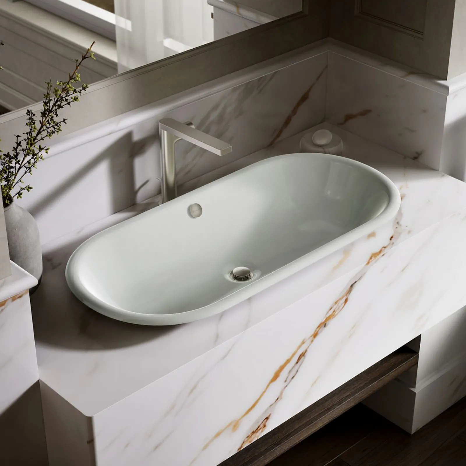 33" oval drop-in/undermount/vessel bathroom sink with painted underside^Kohler Outlet
