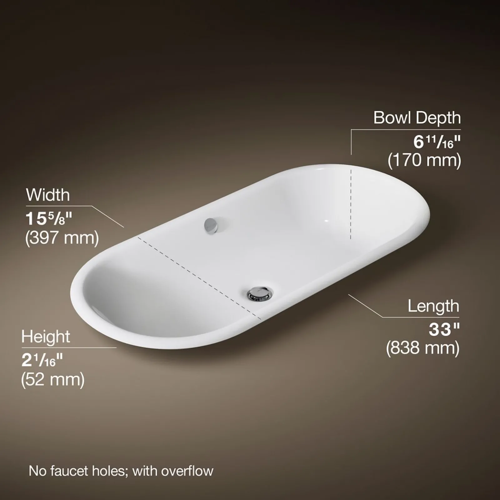 33" oval drop-in/undermount/vessel bathroom sink with painted underside^Kohler Outlet