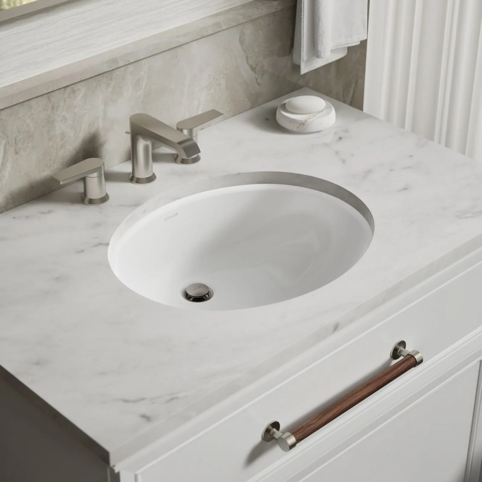 19-1/4" oval undermount bathroom sink with glazed underside, no overflow^Kohler Online