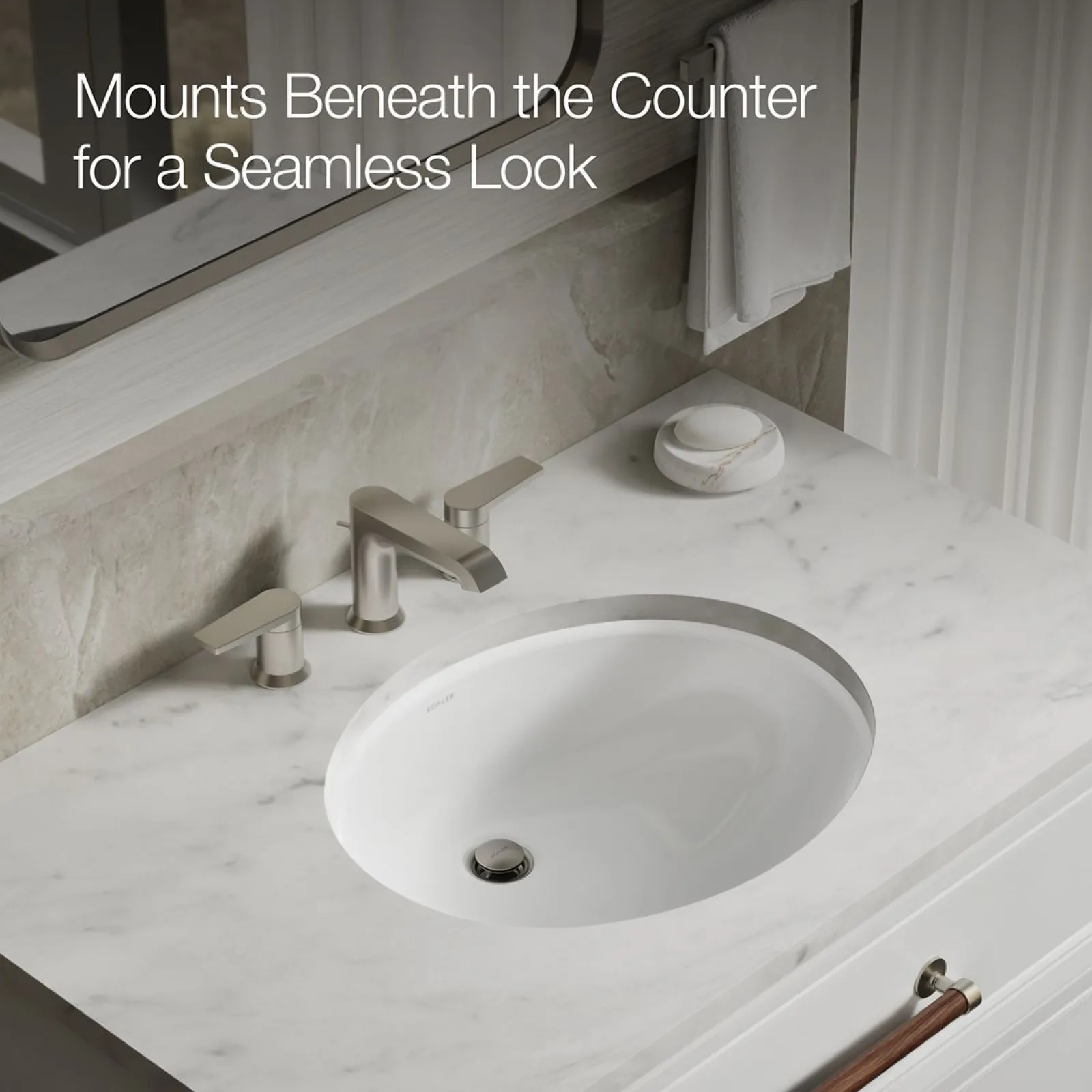 19-1/4" oval undermount bathroom sink with glazed underside, no overflow^Kohler Online