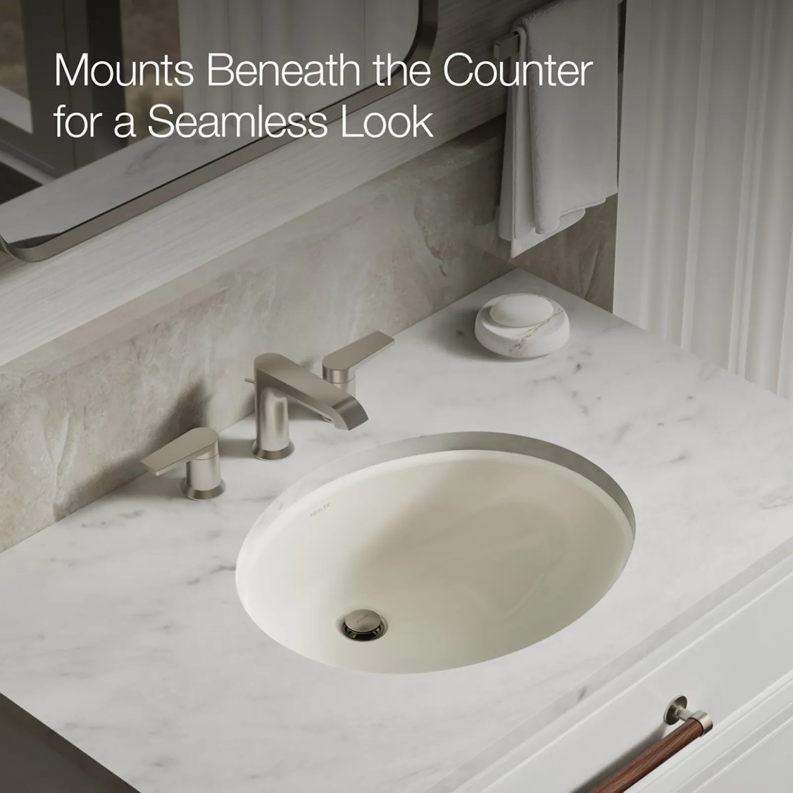 19-1/4" oval undermount bathroom sink with glazed underside, no overflow^Kohler Online