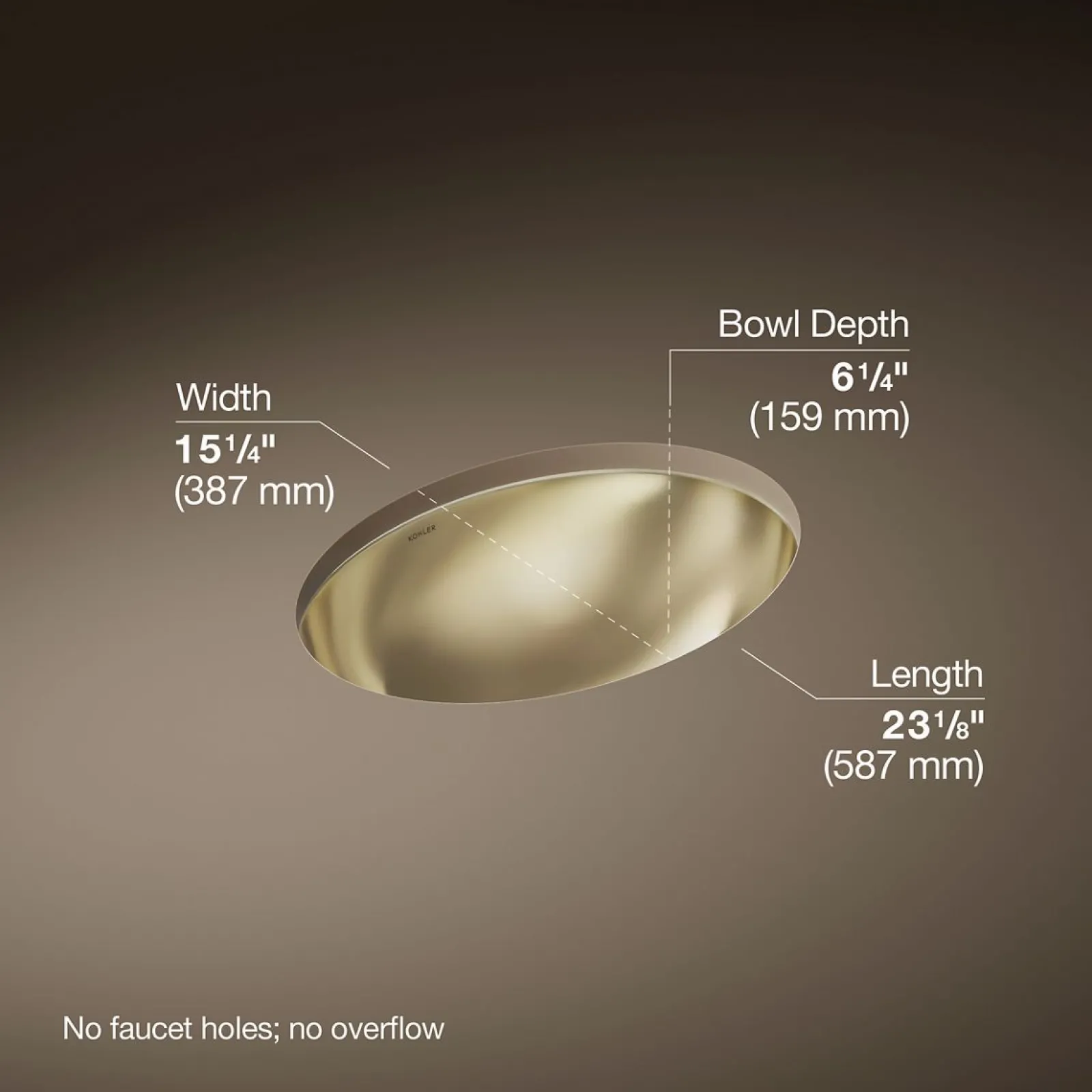 23-1/4" oval undermount bathroom sink, no overflow^Kohler Online