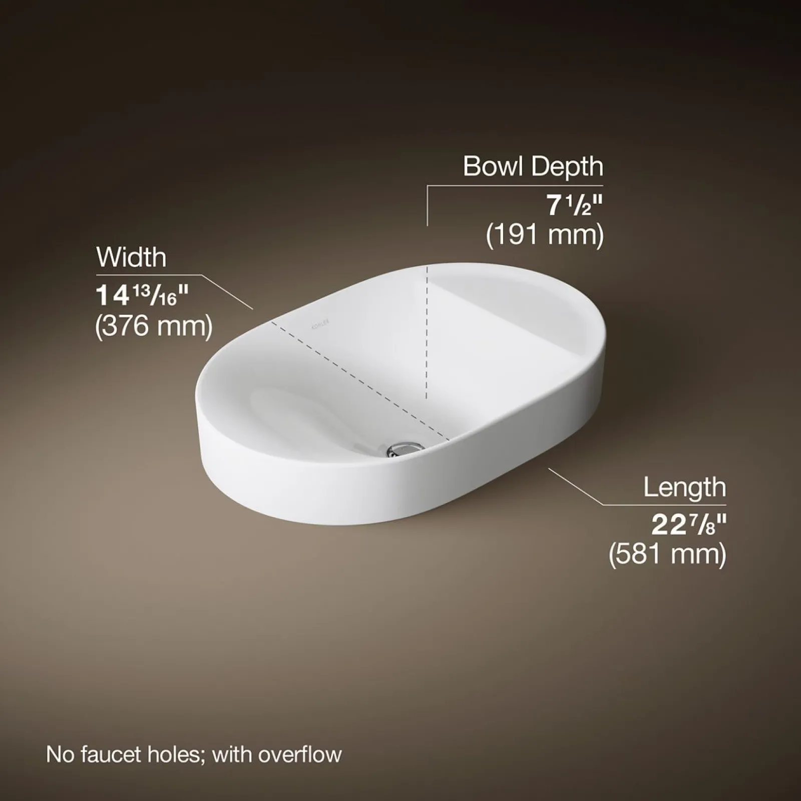 22-3/4" oval vessel bathroom sink^Kohler Best