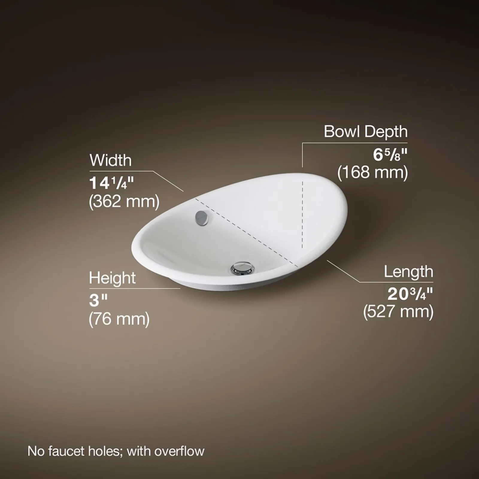 20-3/4" oval vessel bathroom sink^Kohler New