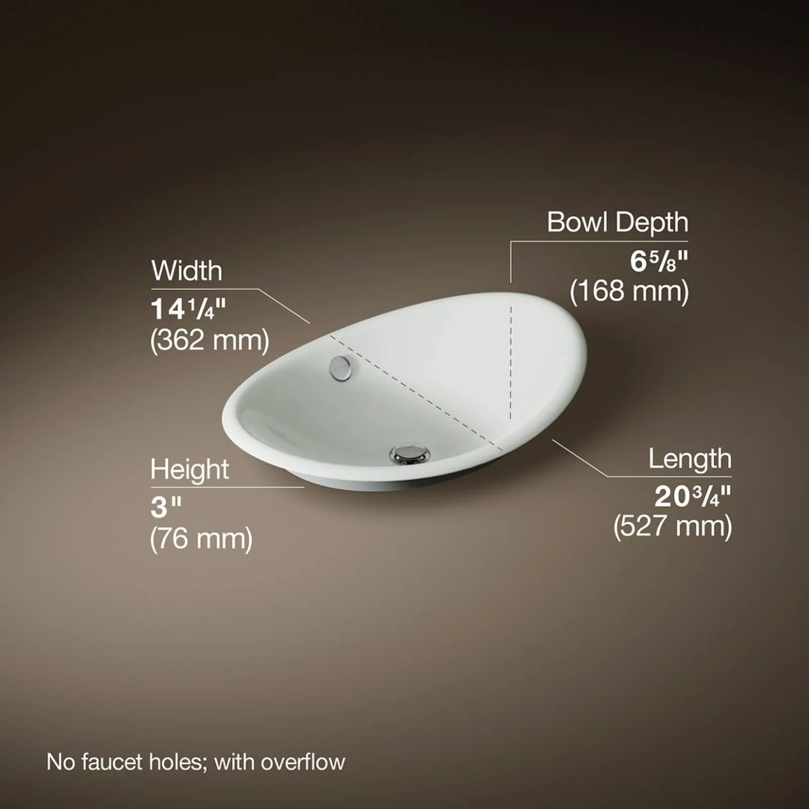 20-3/4" oval vessel bathroom sink^Kohler New