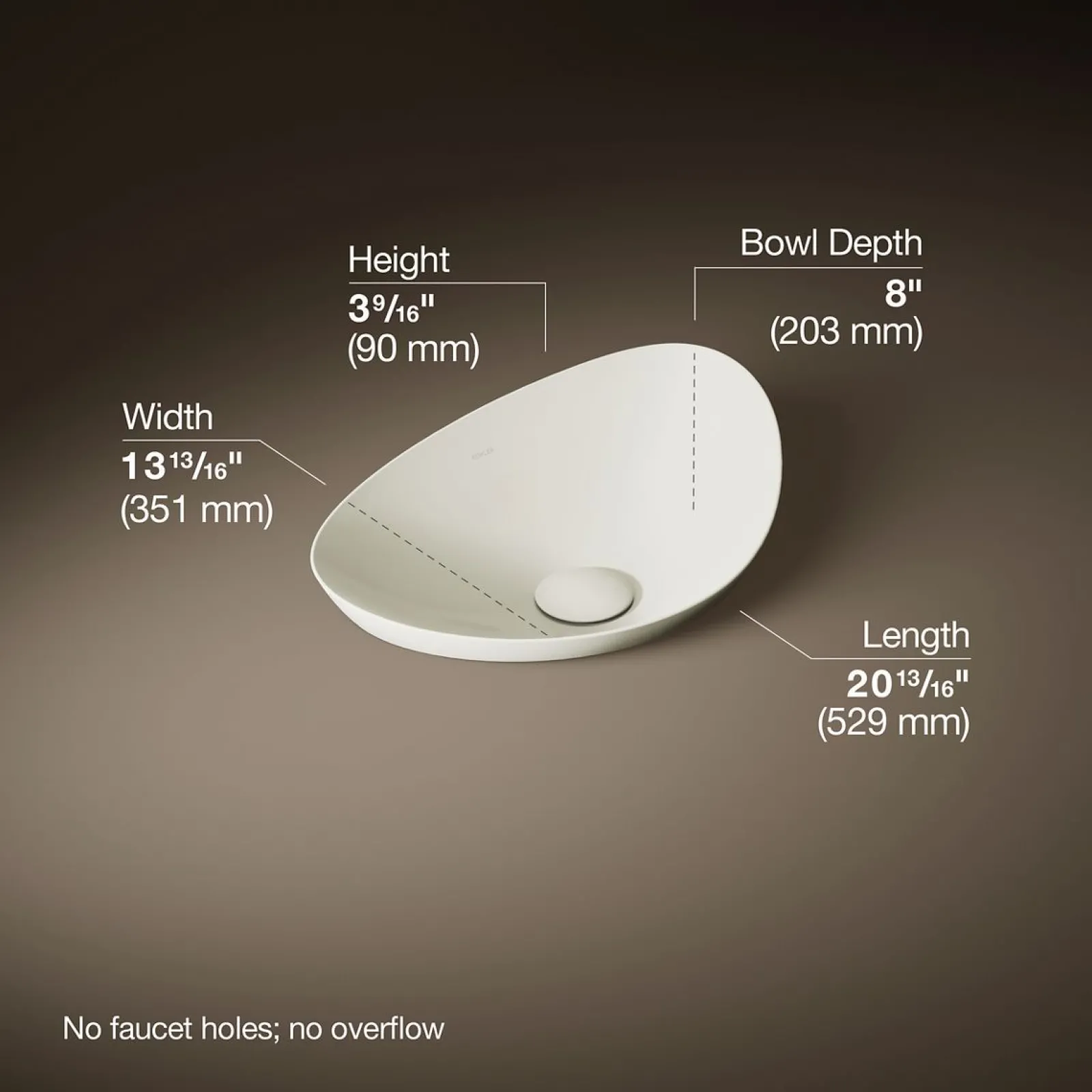 21" oval vessel bathroom sink, no overflow^Kohler Online