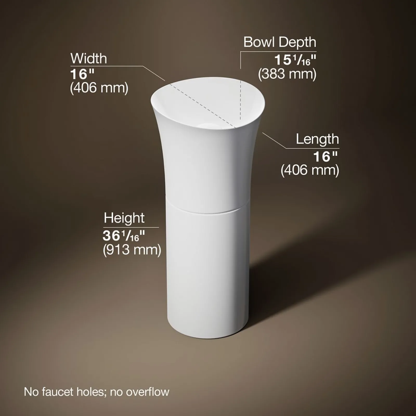 16" pedestal bathroom sink, no overflow^Kohler Discount
