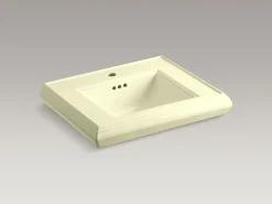 Pedestal/console table bathroom sink basin with single faucet-hole drilling^Kohler Clearance