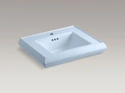 Pedestal/console table bathroom sink basin with single faucet-hole drilling^Kohler Clearance