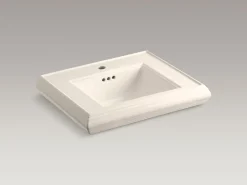 Pedestal/console table bathroom sink basin with single faucet-hole drilling^Kohler Clearance