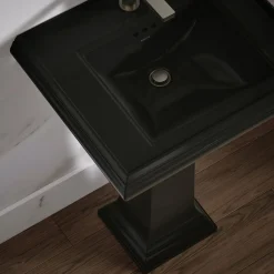 Pedestal/console table bathroom sink basin with single faucet-hole drilling^Kohler Clearance