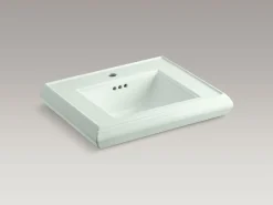 Pedestal/console table bathroom sink basin with single faucet-hole drilling^Kohler Clearance