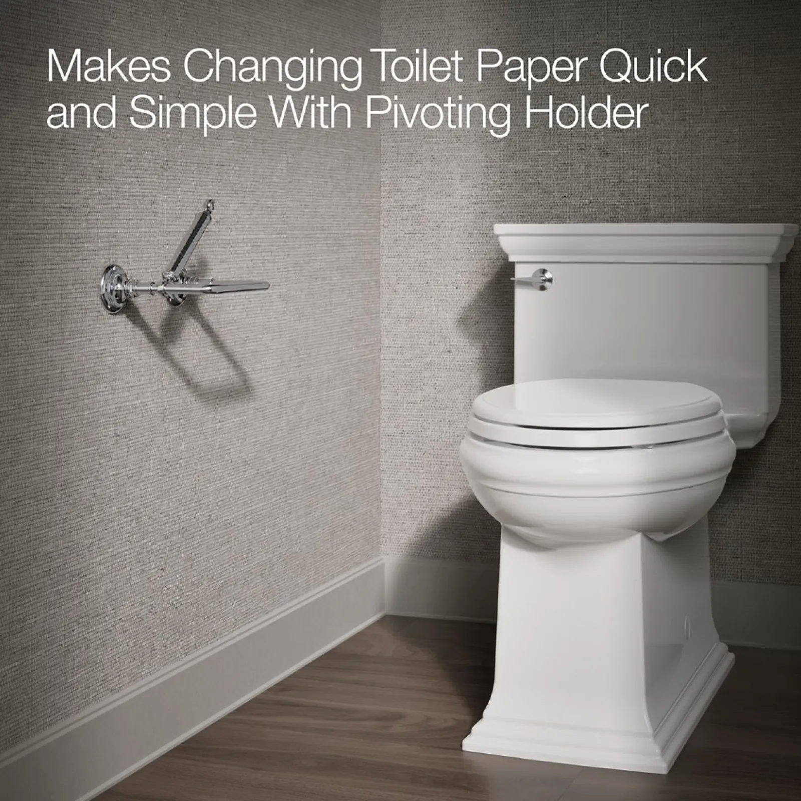 Pivoting toilet paper holder^Kohler