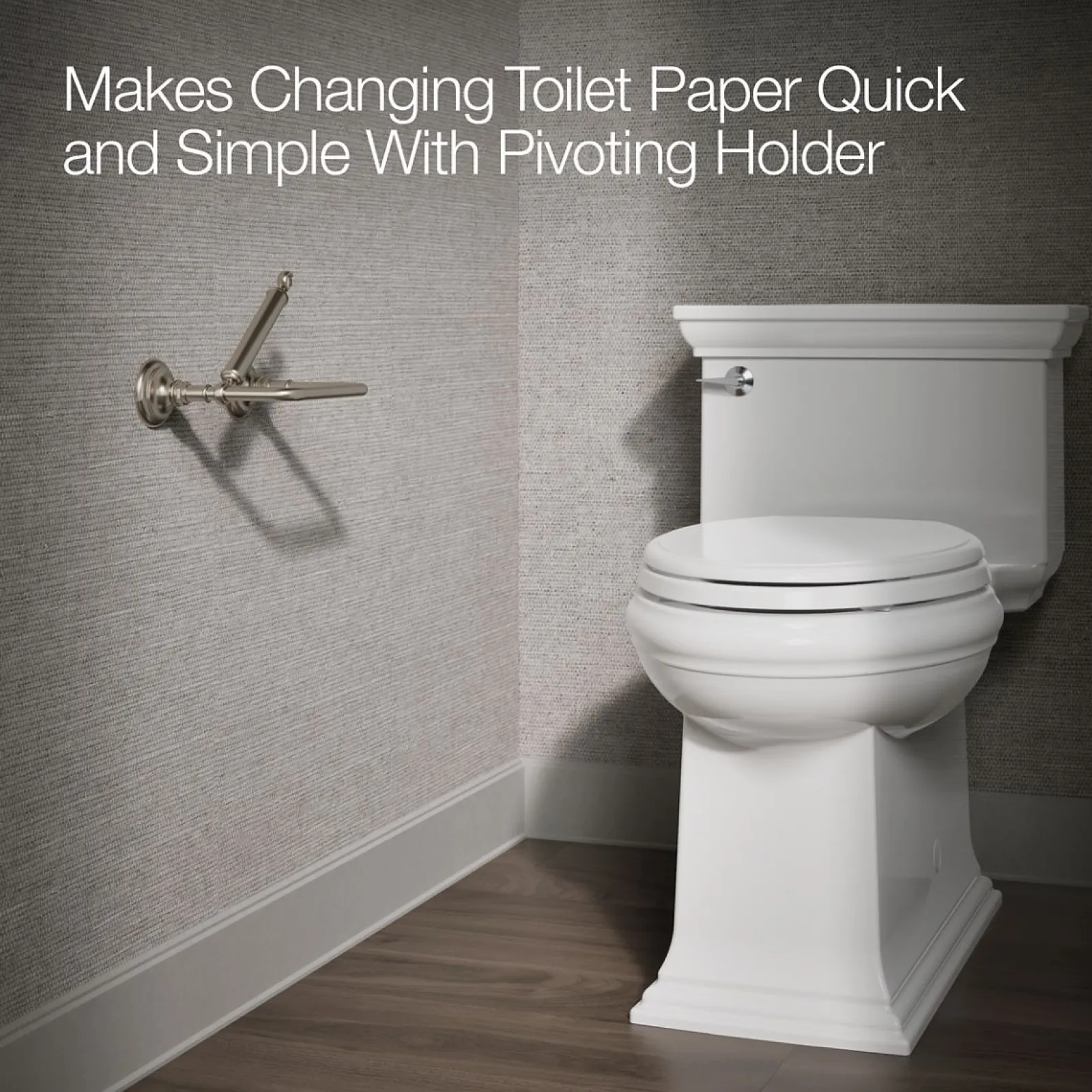 Pivoting toilet paper holder^Kohler