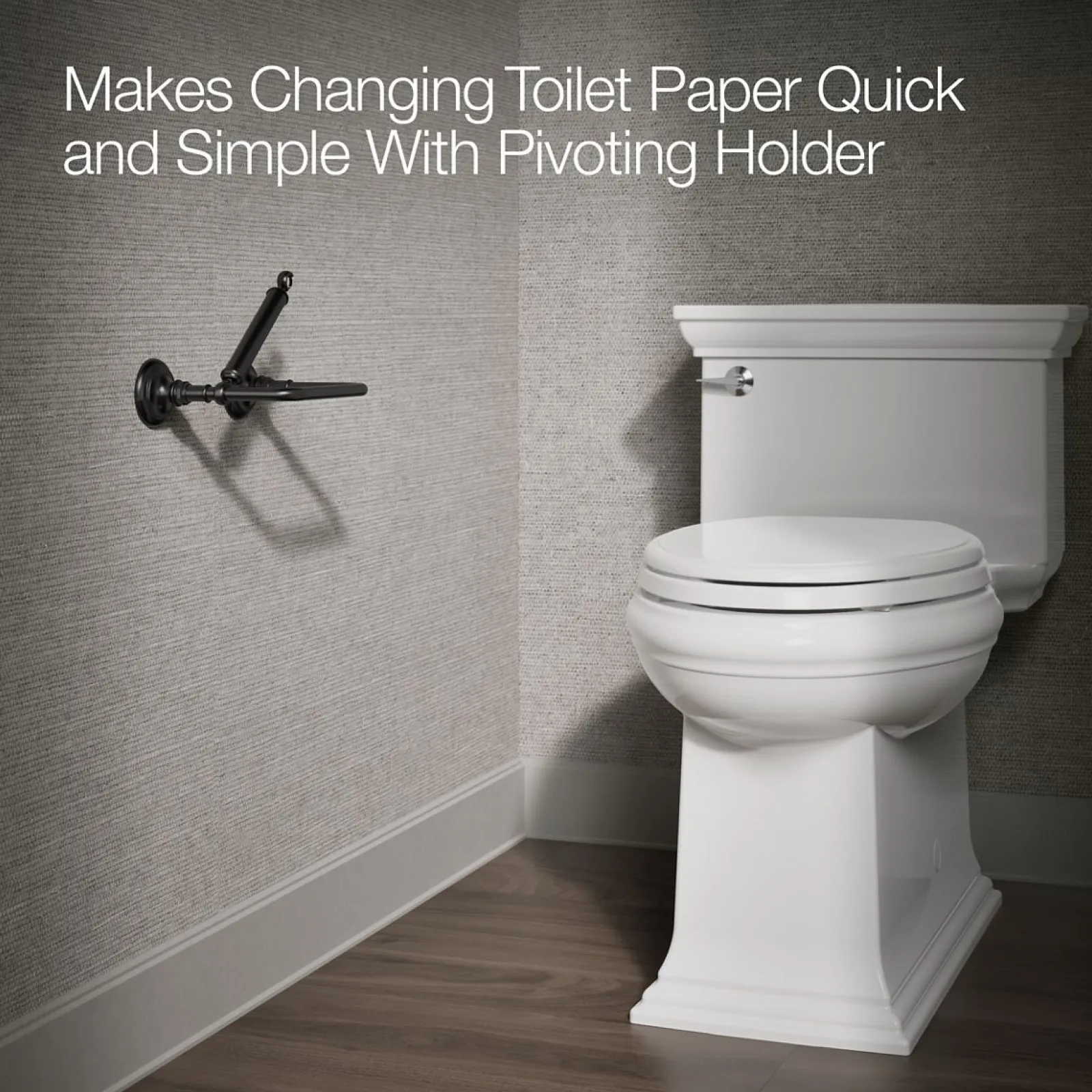 Pivoting toilet paper holder^Kohler