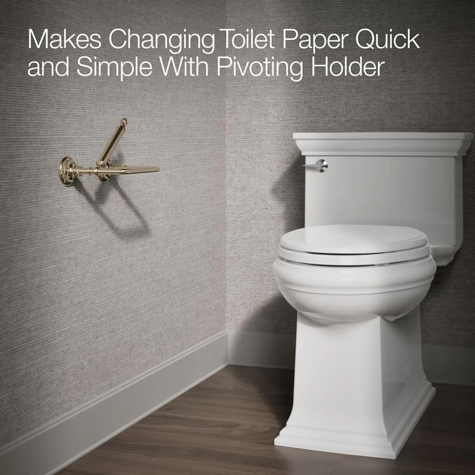 Pivoting toilet paper holder^Kohler