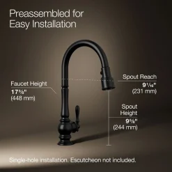 Pull-down kitchen sink faucet with three-function sprayhead^Kohler Discount
