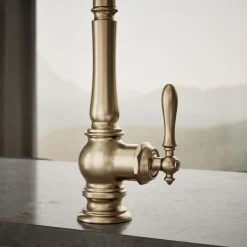 Pull-down kitchen sink faucet with three-function sprayhead^Kohler Discount