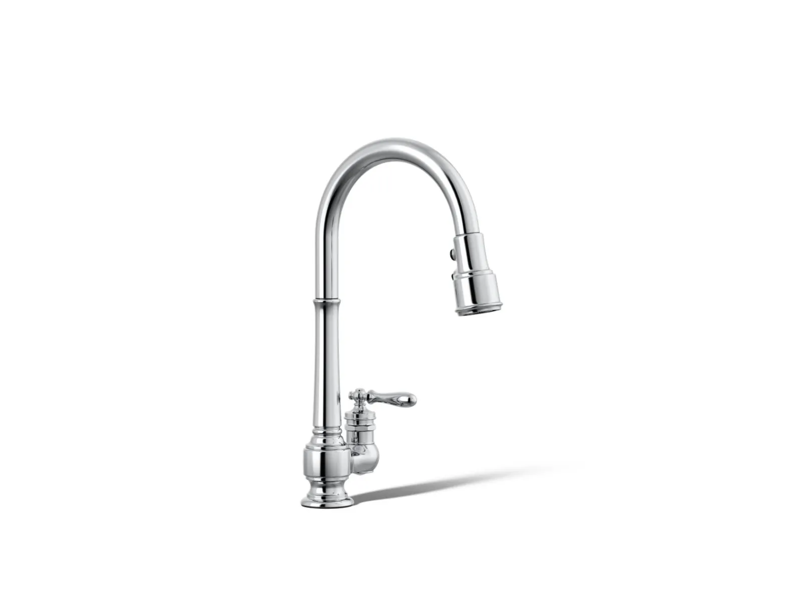 Pull-down kitchen sink faucet with three-function sprayhead^Kohler New
