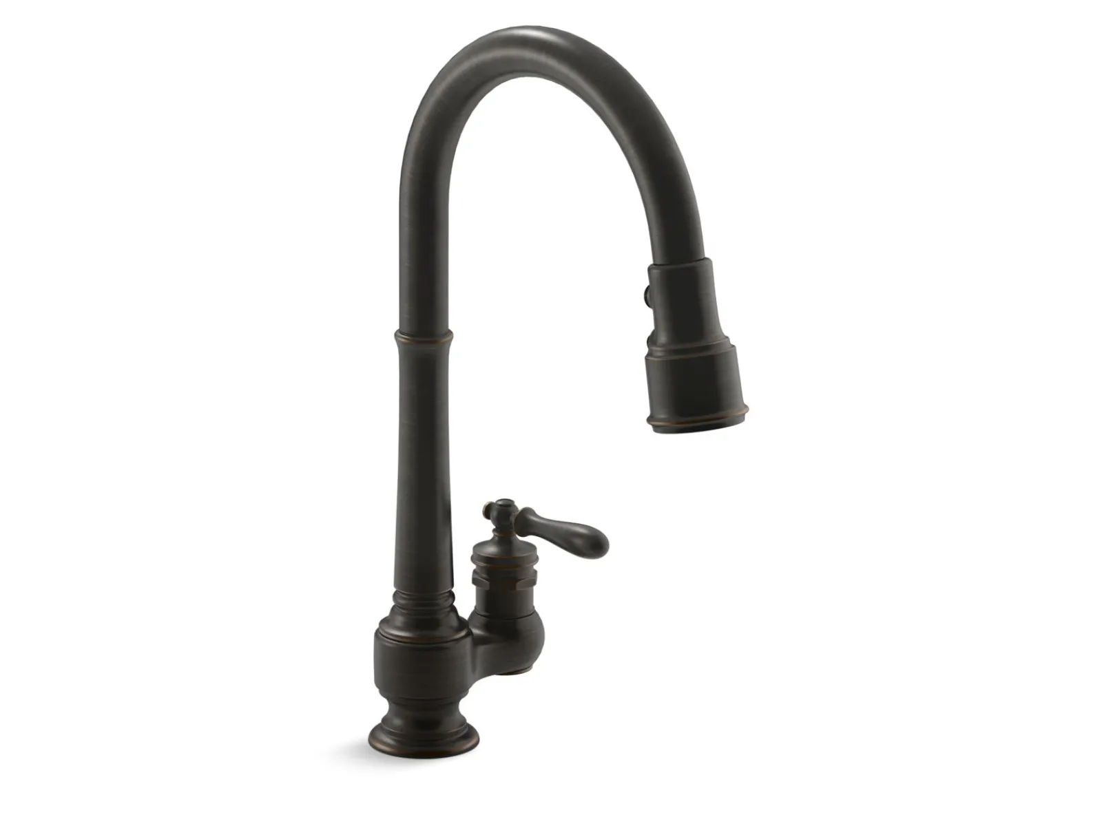 Pull-down kitchen sink faucet with three-function sprayhead^Kohler New