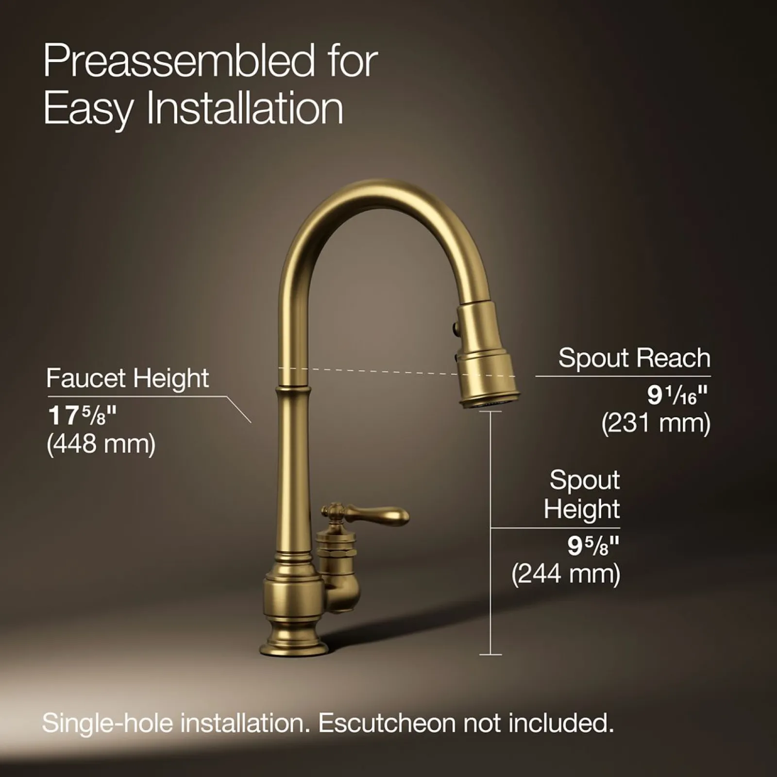 Pull-down kitchen sink faucet with three-function sprayhead^Kohler New