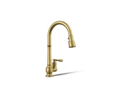 Pull-down kitchen sink faucet with three-function sprayhead^Kohler New