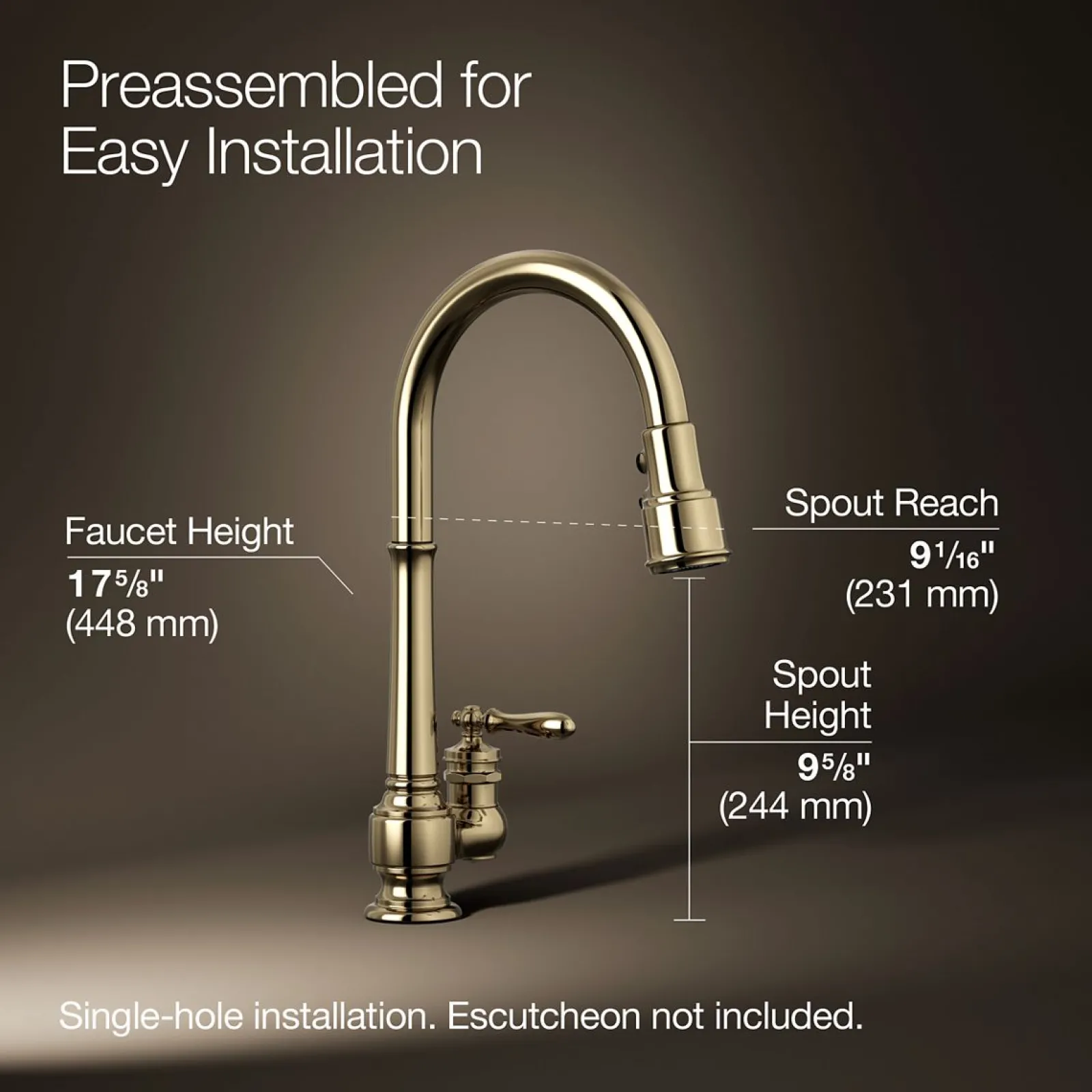 Pull-down kitchen sink faucet with three-function sprayhead^Kohler New
