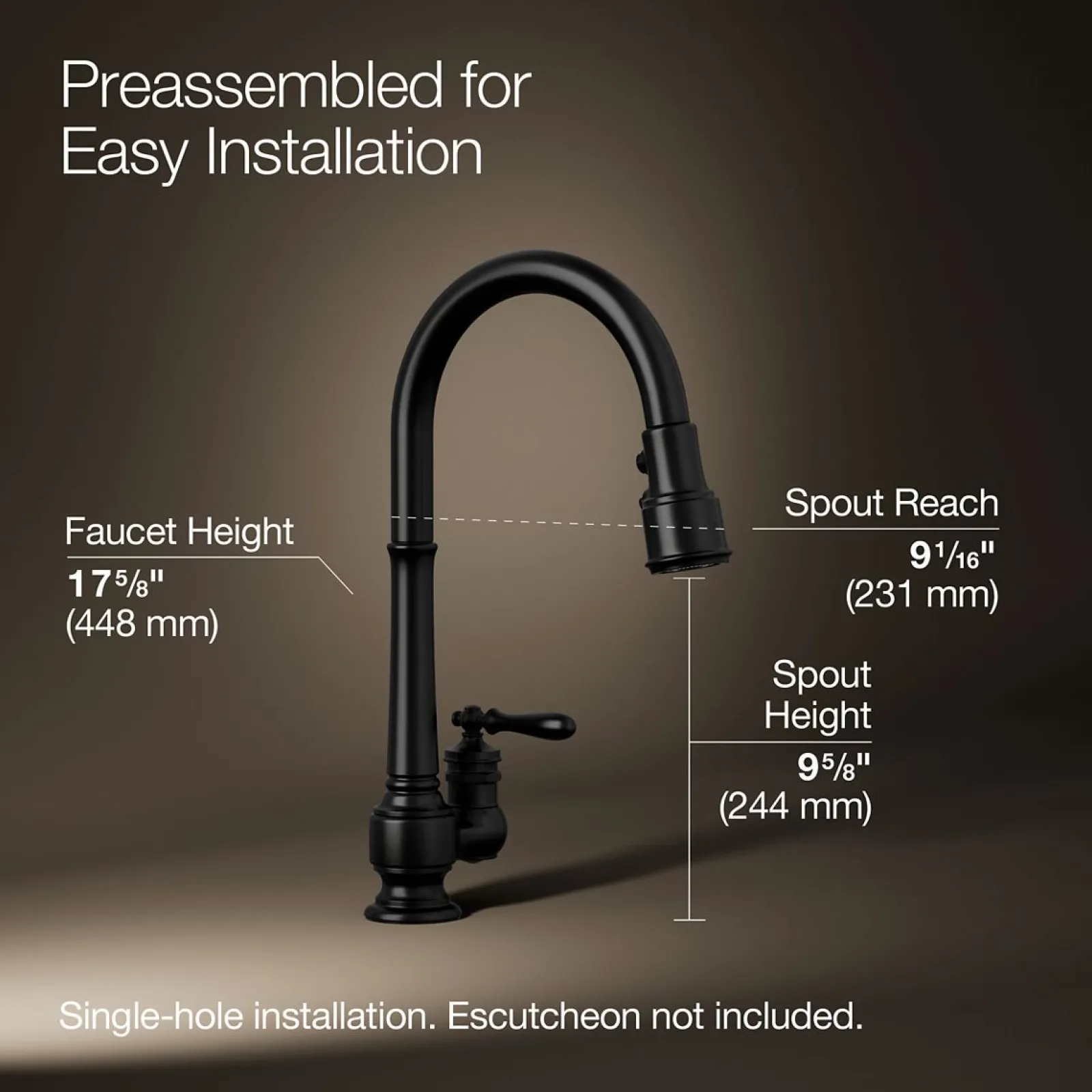 Pull-down kitchen sink faucet with three-function sprayhead^Kohler New