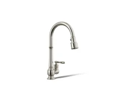 Pull-down kitchen sink faucet with three-function sprayhead^Kohler New