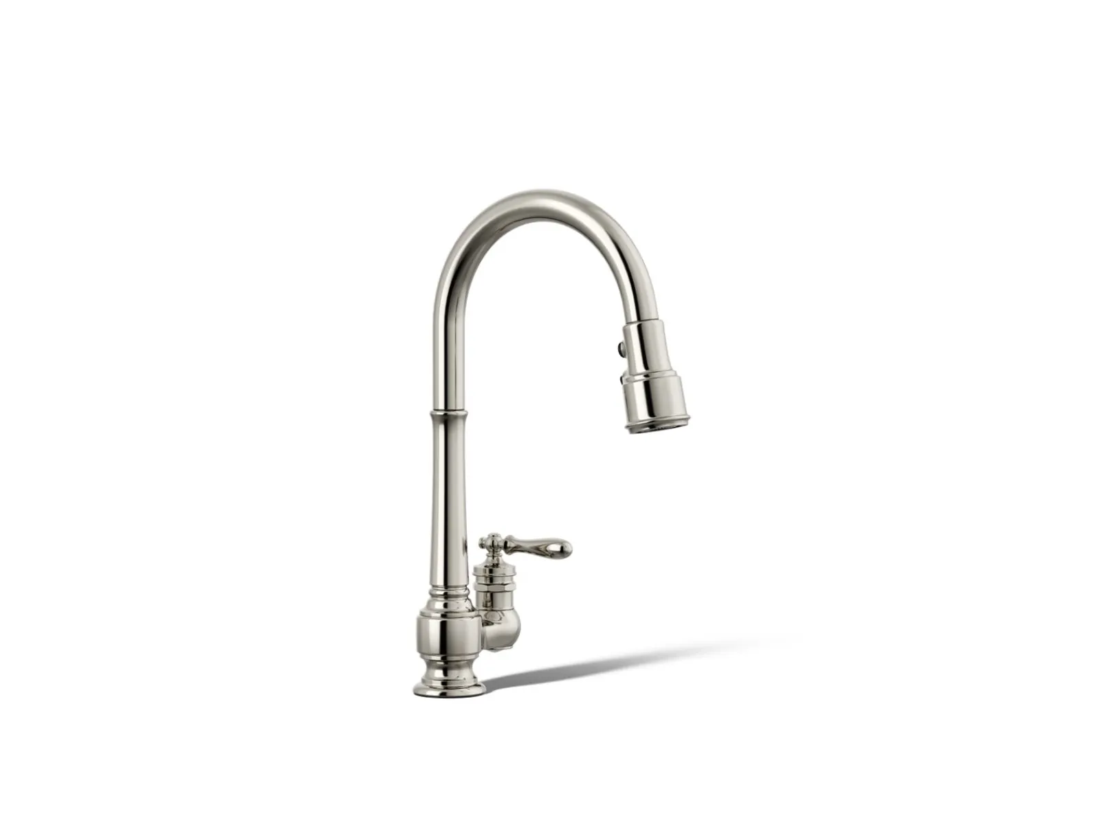 Pull-down kitchen sink faucet with three-function sprayhead^Kohler New