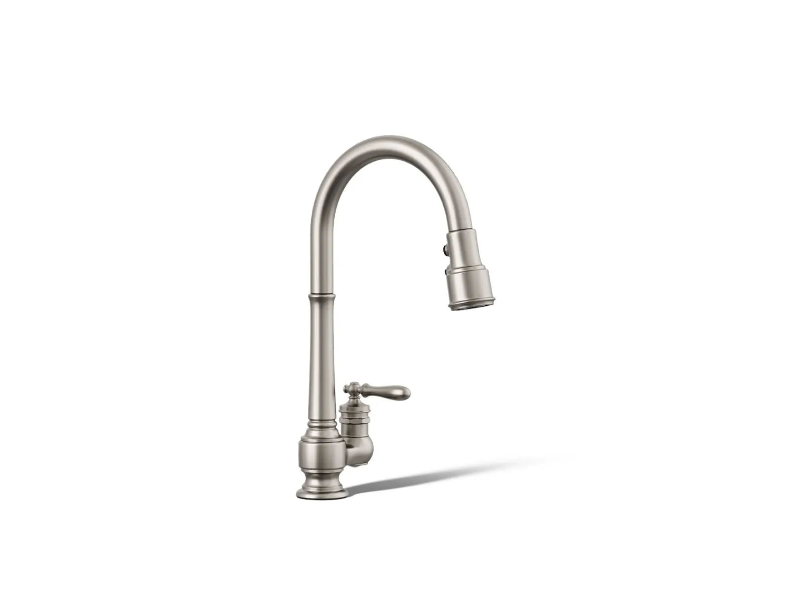 Pull-down kitchen sink faucet with three-function sprayhead^Kohler New