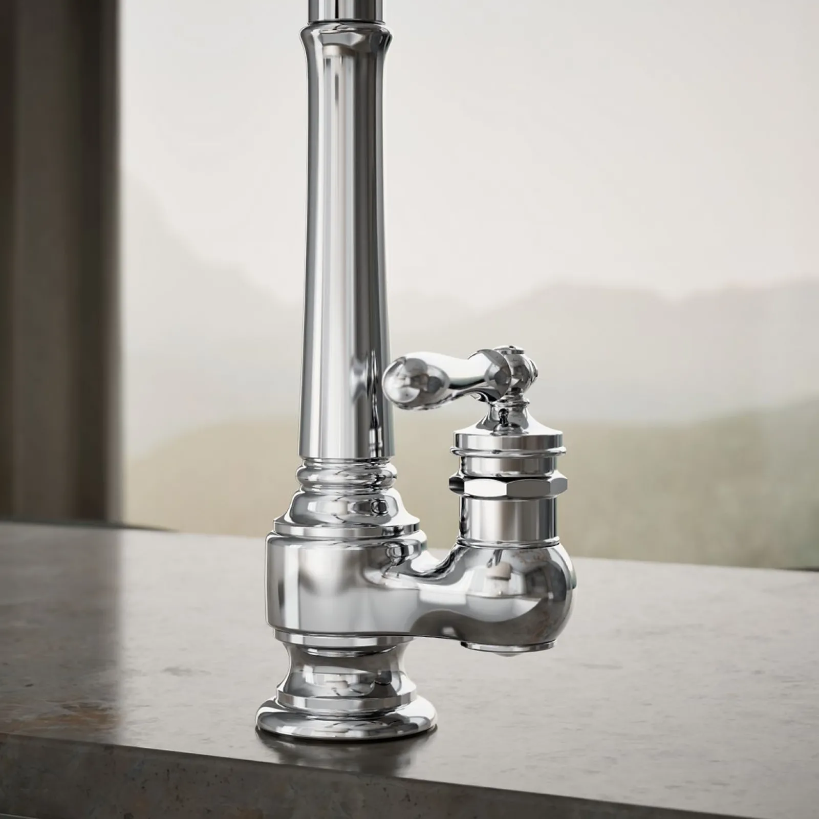 Pull-down kitchen sink faucet with three-function sprayhead^Kohler New