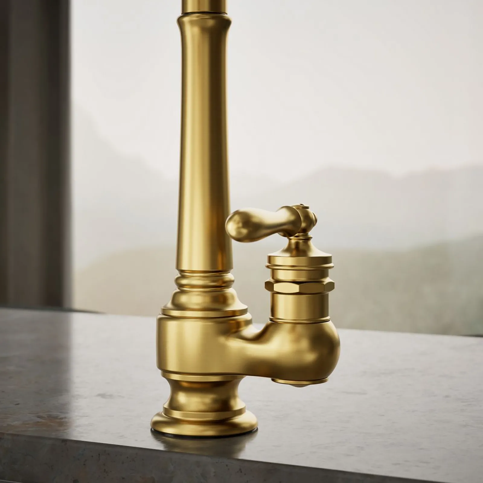 Pull-down kitchen sink faucet with three-function sprayhead^Kohler New