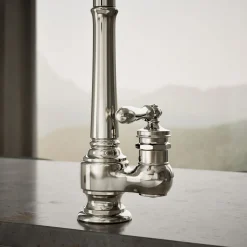 Pull-down kitchen sink faucet with three-function sprayhead^Kohler New