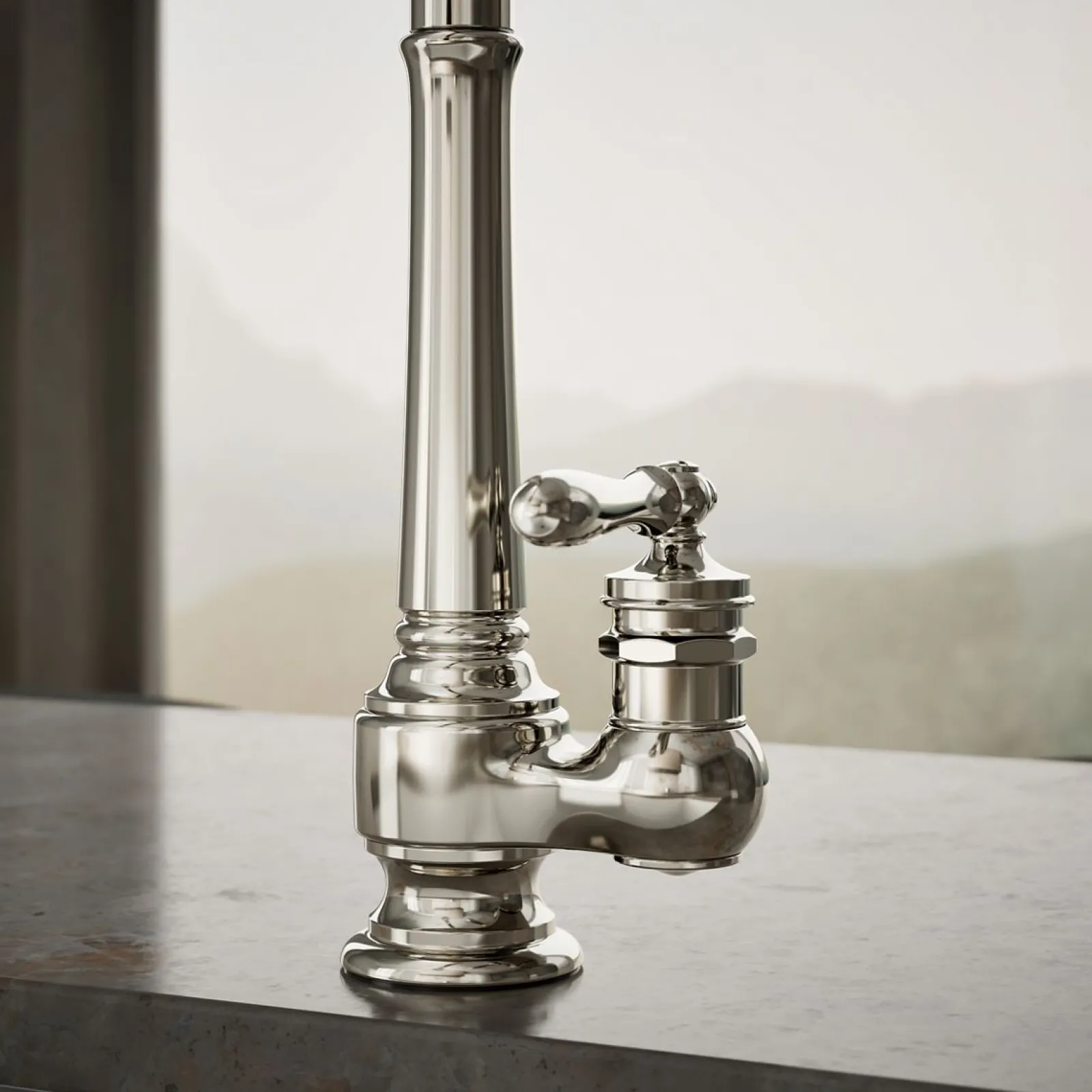 Pull-down kitchen sink faucet with three-function sprayhead^Kohler New