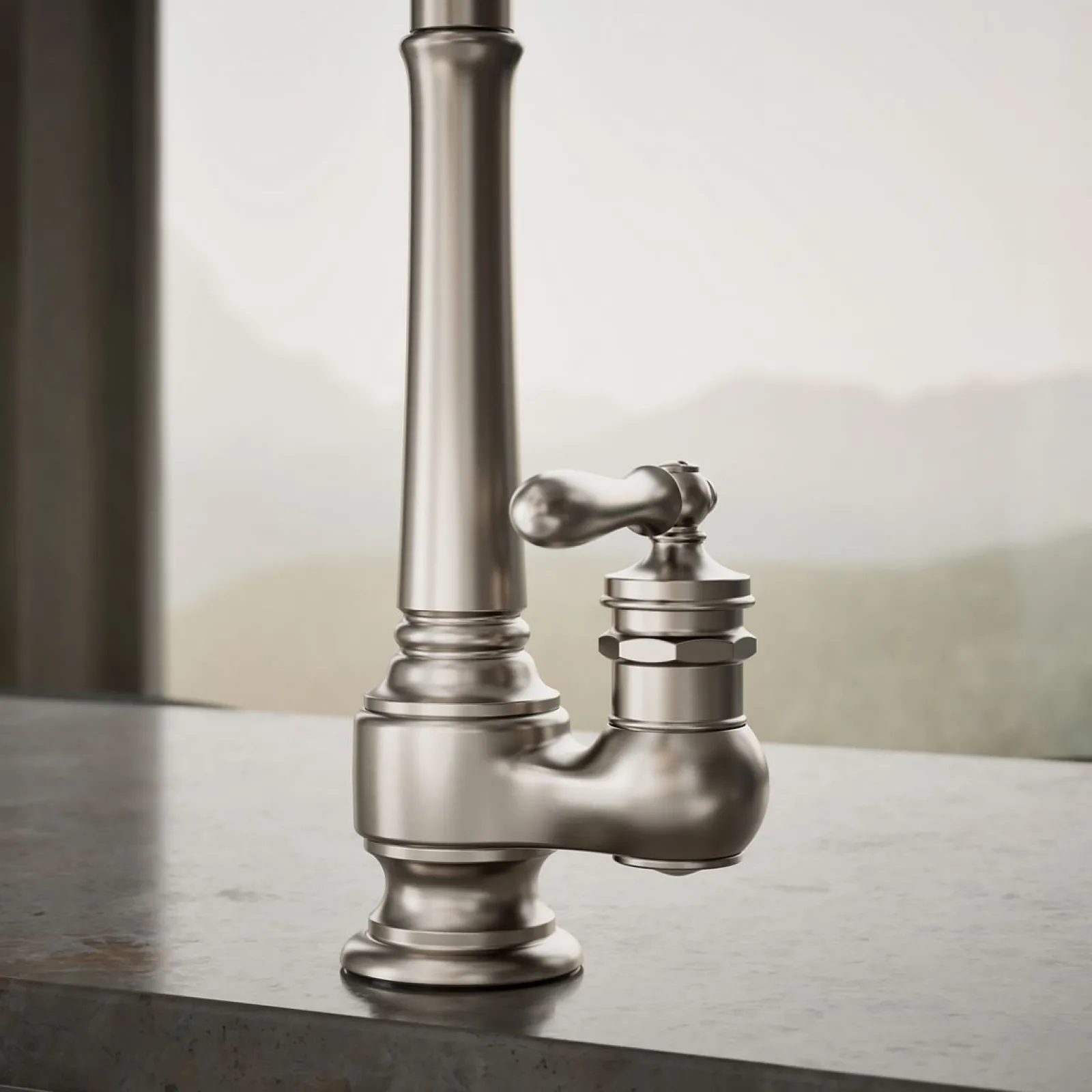 Pull-down kitchen sink faucet with three-function sprayhead^Kohler New