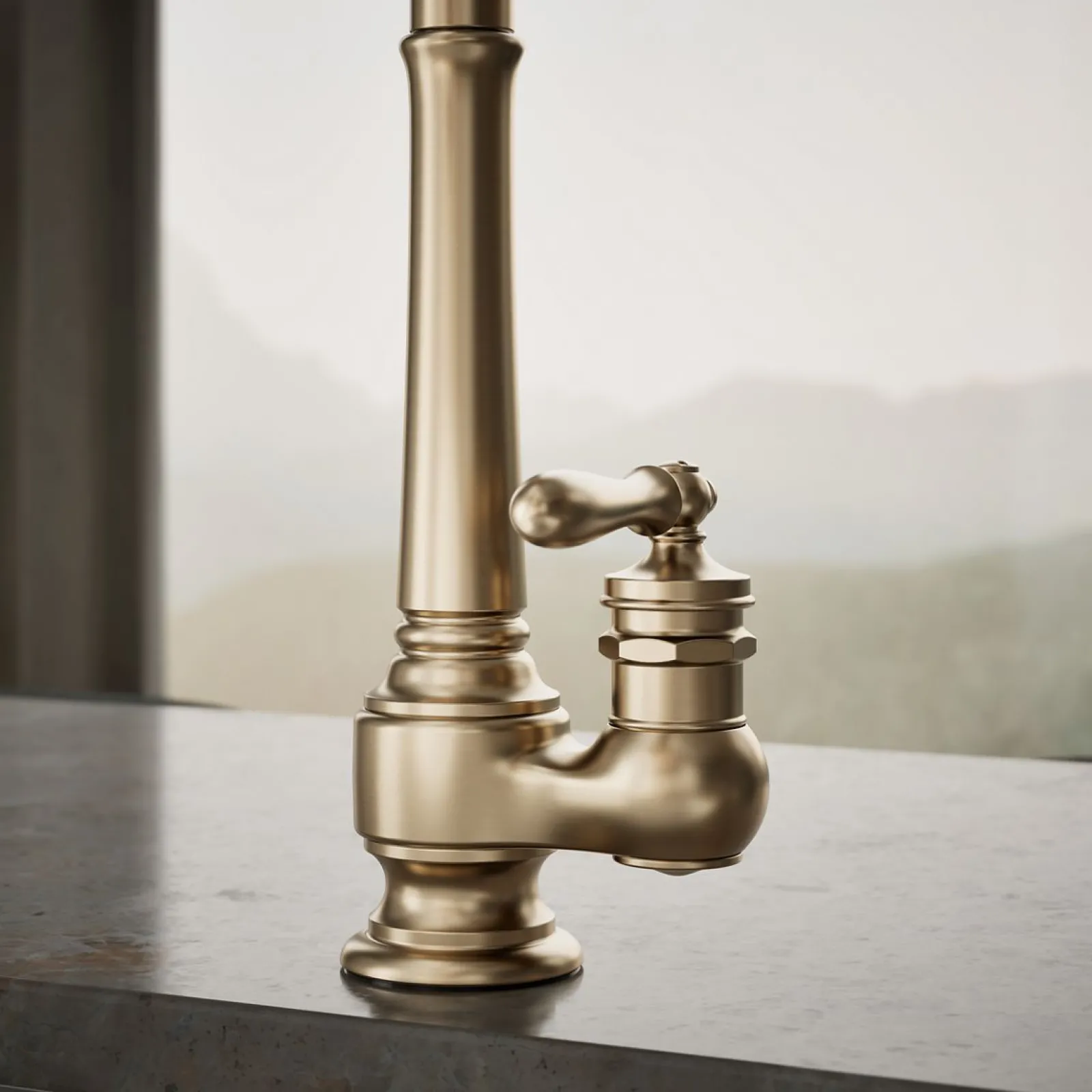 Pull-down kitchen sink faucet with three-function sprayhead^Kohler New